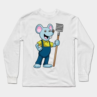 Mouse as Farmer with Rake Long Sleeve T-Shirt